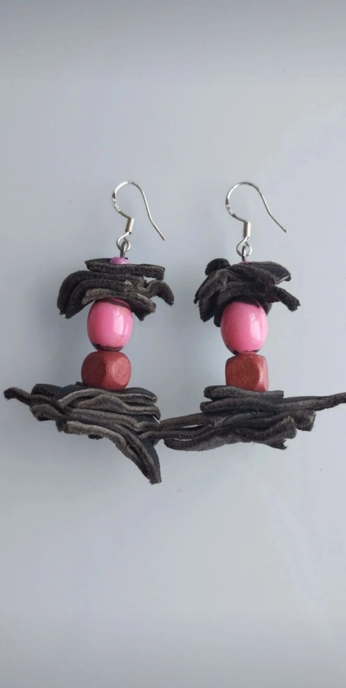 💖🐂Lindos Pendientes de Cuero, Resina y Madera🐂💖